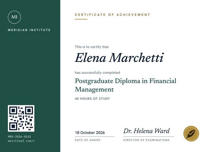 Sample certificate in English, modern layout